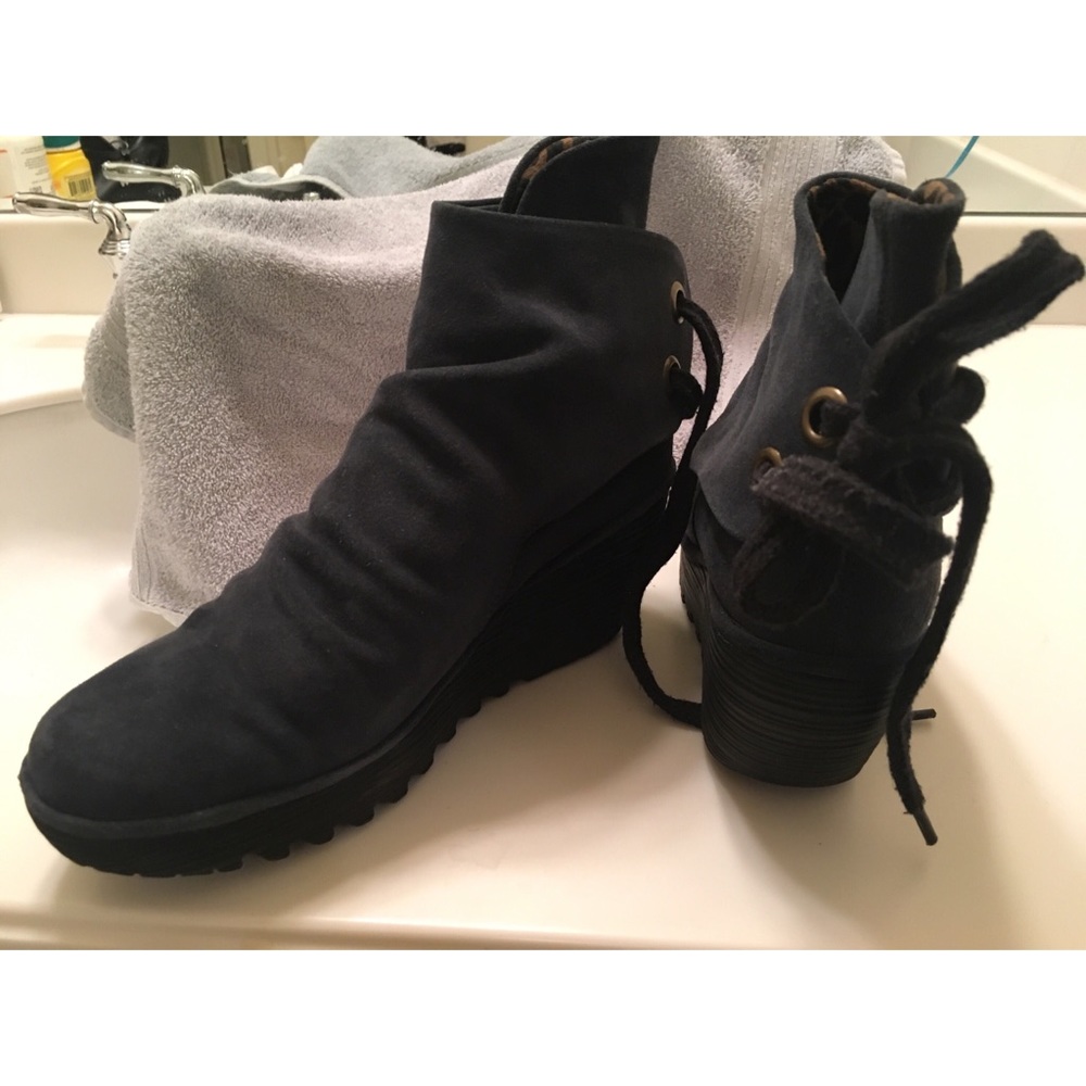 Fly London Chunky Navy Booties